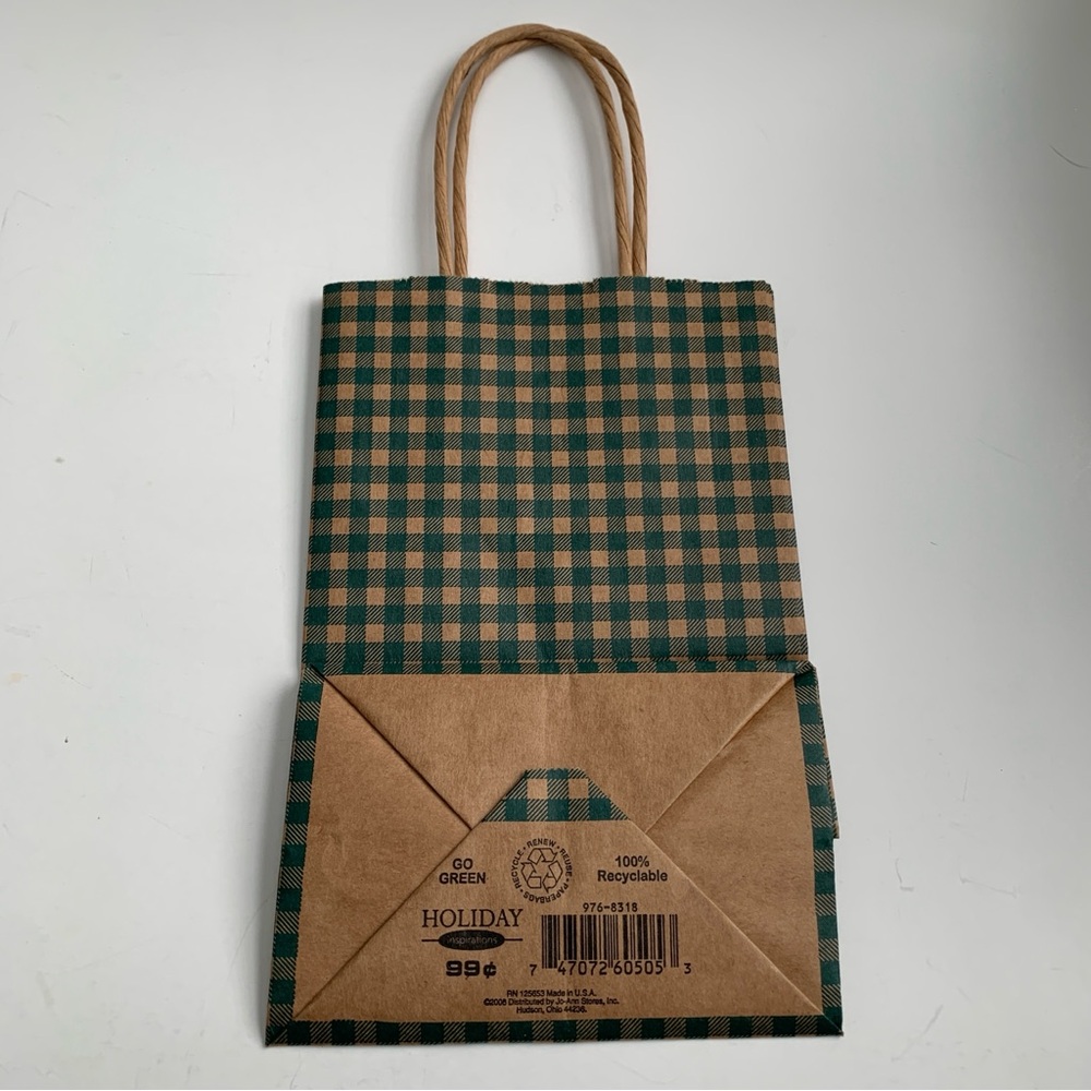 Red and Green Gingham Gift Bags with Festive Tissue Paper Bundle Farmhouse - Picture 10 of 17